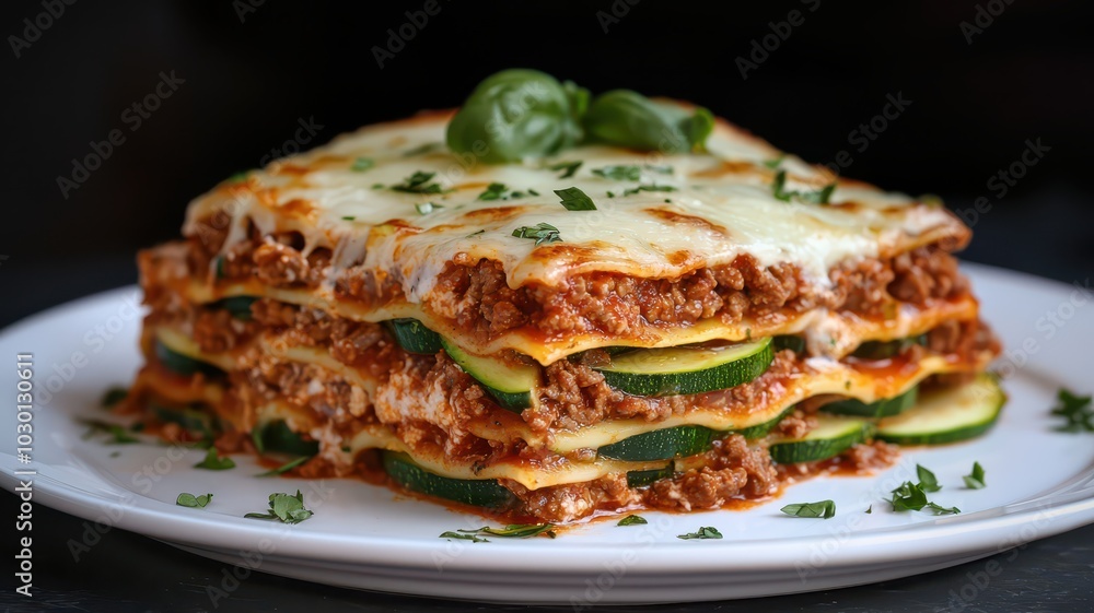 Delicious grain-free keto lasagna featuring zucchini slices layered with rich cheese and savory ingredients. Delicious grain-free keto lasagna featuring zucchini slices layered with rich cheese and savory ingredients.