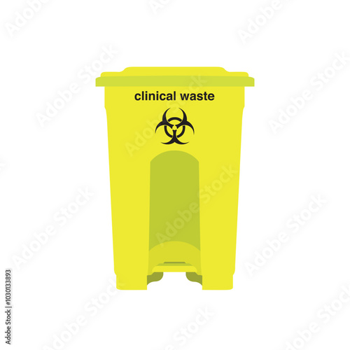 Medical waste bin flat. Environmental regulation, compliance, segregation, recycling, contamination management, medical waste bin sign. Isolated symbol vector illustration