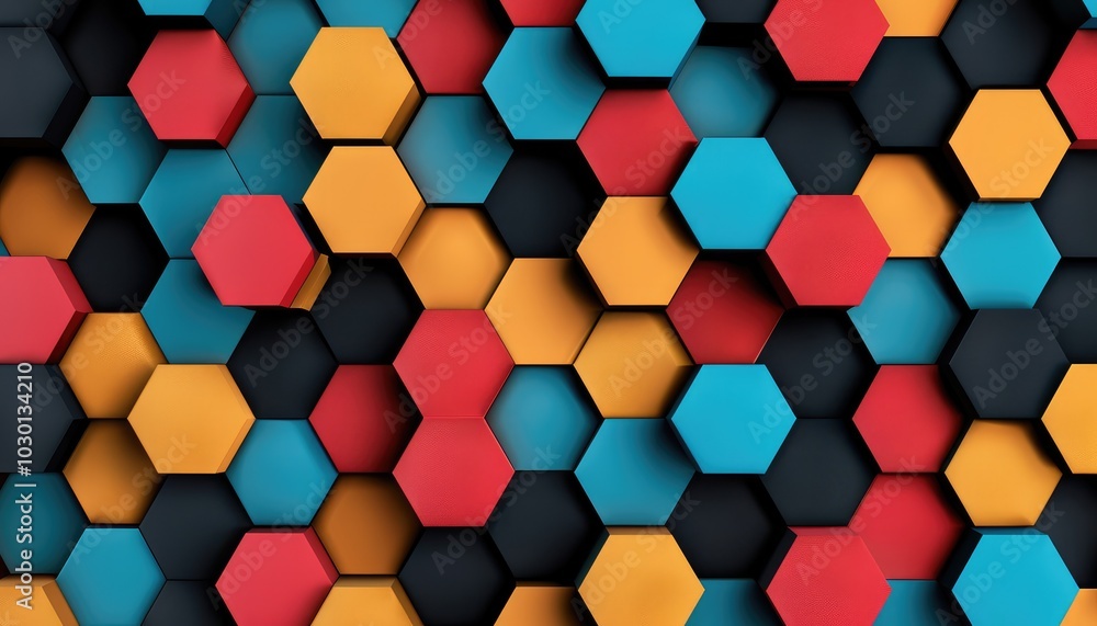 Abstract Pattern of Colorful Hexagonal Shapes Abstract Pattern of Colorful Hexagonal Shapes