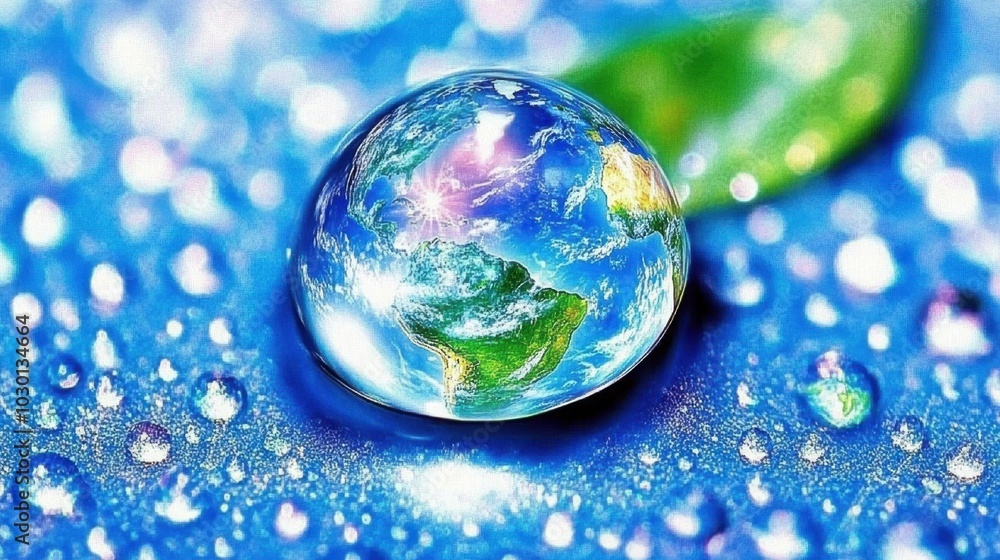 Earth Globe Water Droplet Nature Abstract Earth Globe Water Droplet Nature Abstract