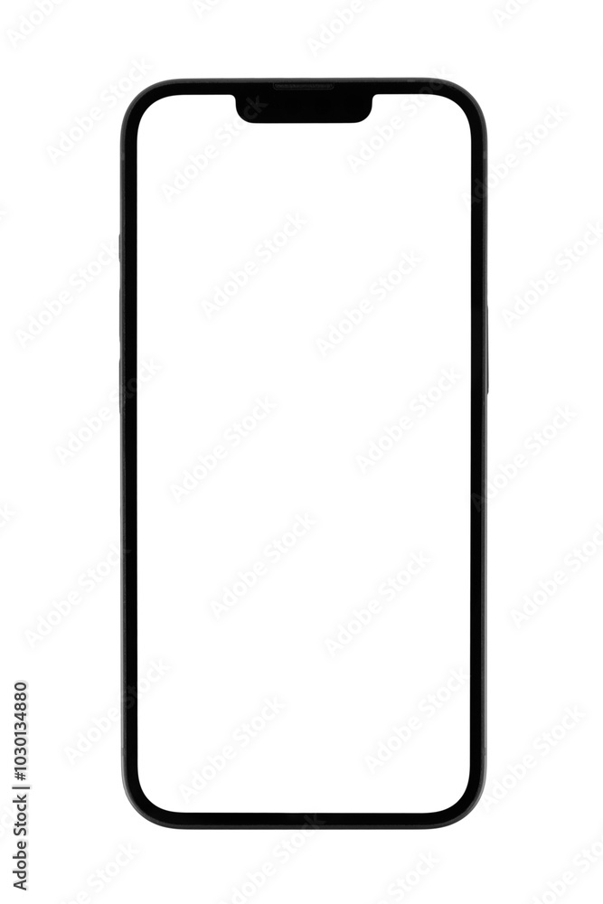 Black smartphone mockup blank screen border white background Black smartphone mockup blank screen border white background