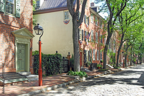 A classic street in Society Hill. It is a historic area in Center City, Philadelphia, Pennsylvania, USA . Its one of the oldest residential area in the city photo