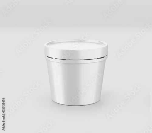 Wallpaper Mural Realistic White Yogurt Cup Mockup, Plastic Container, Ice Cream Cup Mockup, Dairy Products, Cream, Tin, Isolated on Light Background, 3d rendered, Illustration. Torontodigital.ca