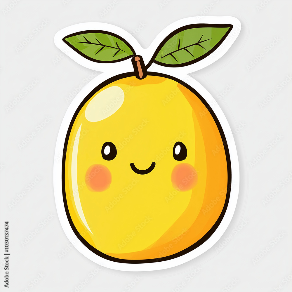 Simple style cute mango illustration with a smiling face and a hand-drawn feel. Simple style cute mango illustration with a smiling face and a hand-drawn feel.