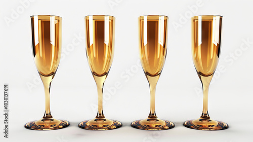 Champage Flutes, isolated on white transparent background