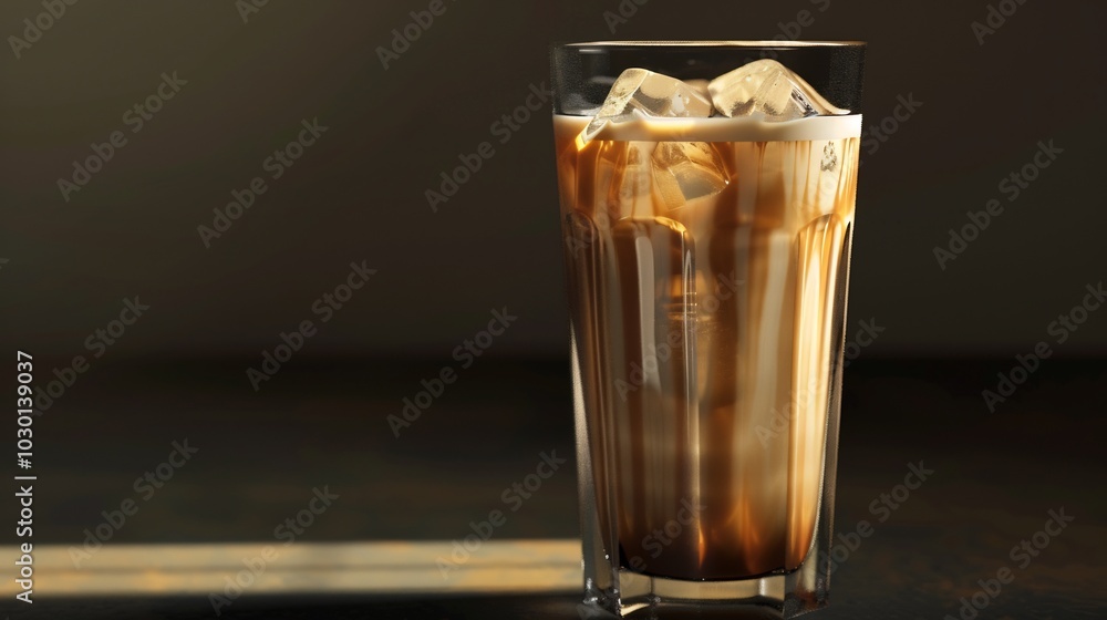 Iced Coffee with Milk and Ice in a Tall Glass Iced Coffee with Milk and Ice in a Tall Glass
