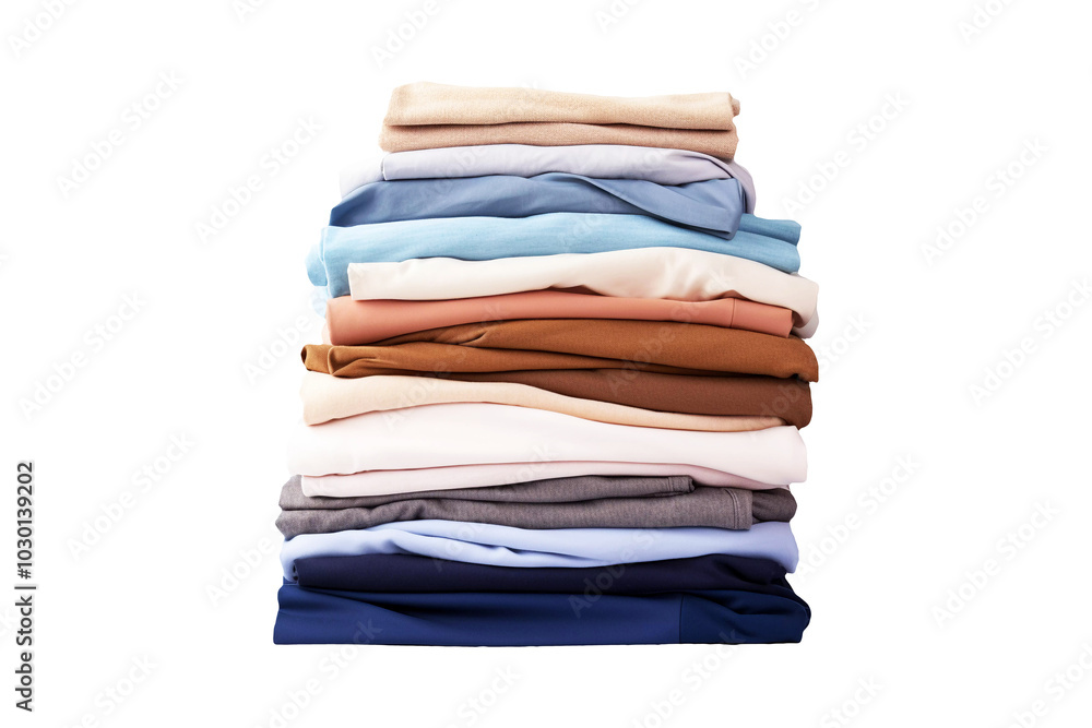 Stack of clean clothes isolated on transparent background. Generative ai design art. Stack of clean clothes isolated on transparent background. Generative ai design art.