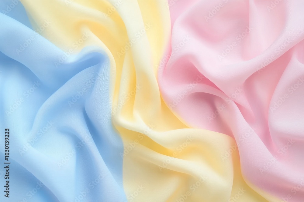 Obraz premium Soft pastel fabric drapes create a gentle and vibrant backdrop for artistic displays