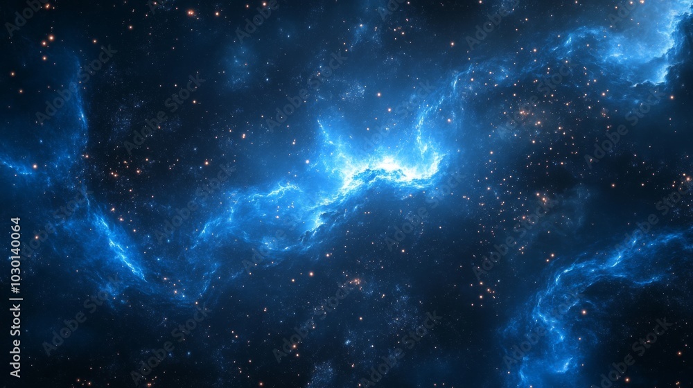 Cosmic Blue Nebula in Space Cosmic Blue Nebula in Space