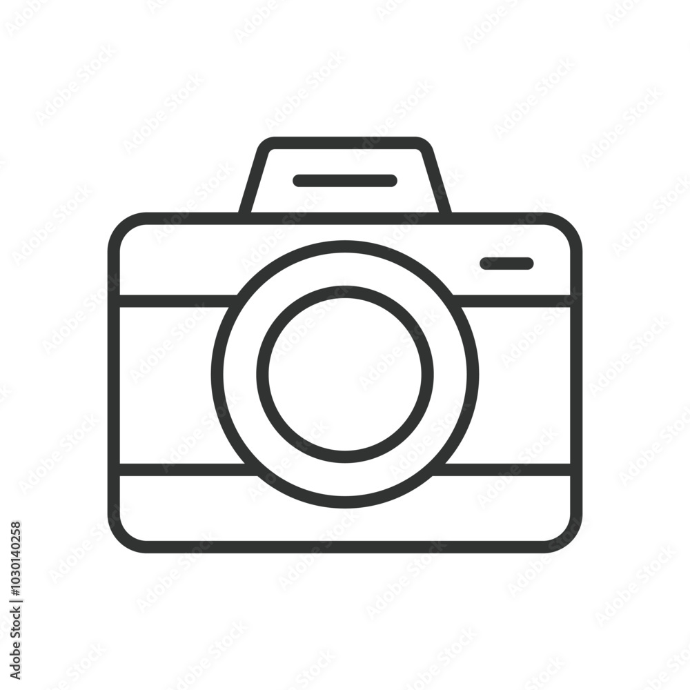 Camera, in line design. Camera, photography, photo, lens, snapshot, camera icon, DSLR on white background vector. Camera editable stroke icon Camera, in line design. Camera, photography, photo, lens, snapshot, camera icon, DSLR on white background vector. Camera editable stroke icon