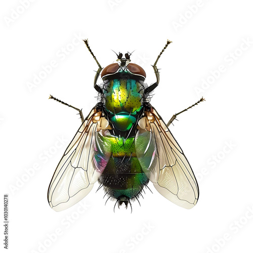 Green bottle fly on transparent background. Generative ai design art. photo