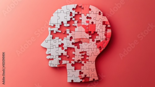 Human Head-Shaped Jigsaw Puzzle Symbolizing Emotions and Complexity