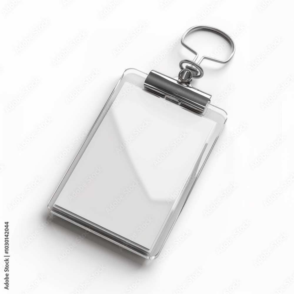 Clear acrylic keychain with blank notepad on metal ring for notes Clear acrylic keychain with blank notepad on metal ring for notes