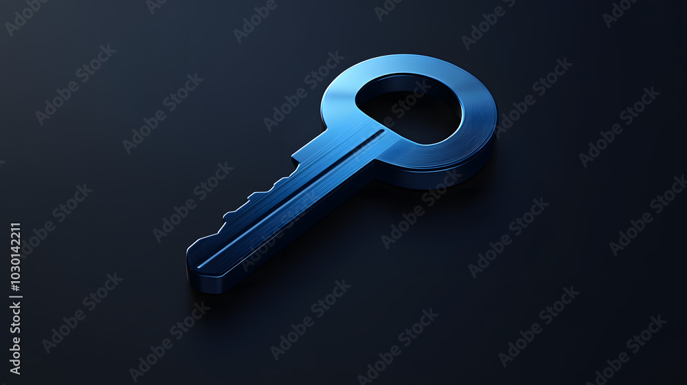 Eye-Catching 3D Blue Key Icon for Fintech Mobile Apps Set Against a Deep Black Background Eye-Catching 3D Blue Key Icon for Fintech Mobile Apps Set Against a Deep Black Background
