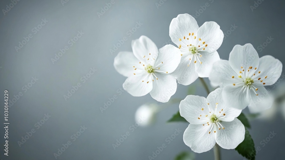 Obraz premium White Cherry Blossoms on Soft Blue Background