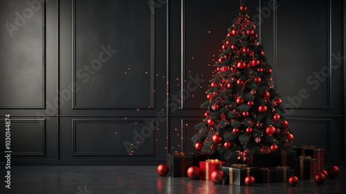 Elegant Black & Red Christmas Tree Decor