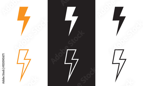 thunder bolt flash icon, yellow flash lightning bolt icon - Electric power icon symbol - Power energy icon sign. isolated on white and black background. Vector illustration. EPS 10