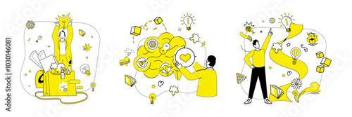Structured thinking vector illustration. Innovation transforms into opportunities in crucible strategic minds Progress flourishes where individuality and structured thinking intersect