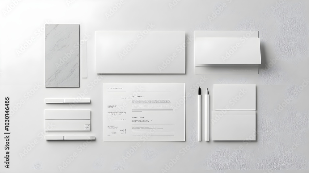 Corporate stationery set mockup at white textured paper background. Corporate stationery set mockup at white textured paper background.