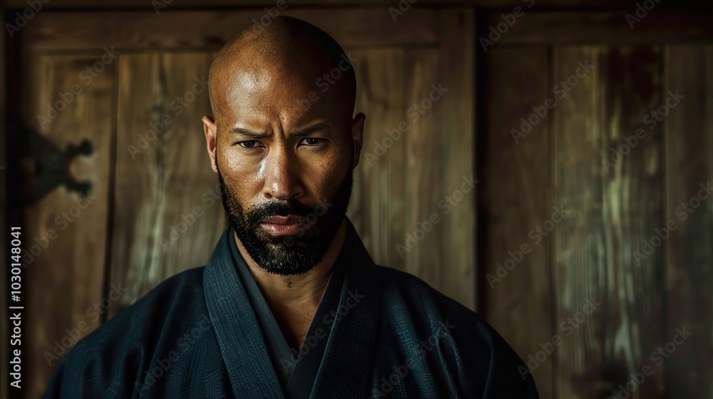 Intense Portrait of a Man in a Traditional Robe Intense Portrait of a Man in a Traditional Robe