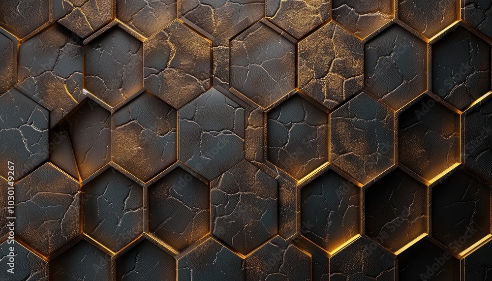 Abstract Gold and Black Hexagon Pattern Abstract Gold and Black Hexagon Pattern