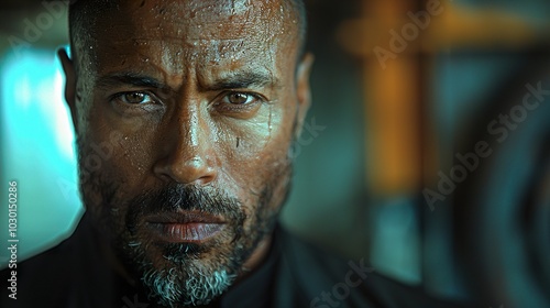 Intense Close-Up Portrait of a Man's Face