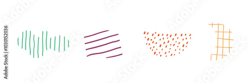 Set with abstract shapes and fillers. Flat illustration, abstraction. Hand drawn vector illustration.
