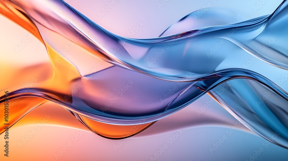 Naklejka premium Abstract Wavy Lines in Blue and Orange Hues