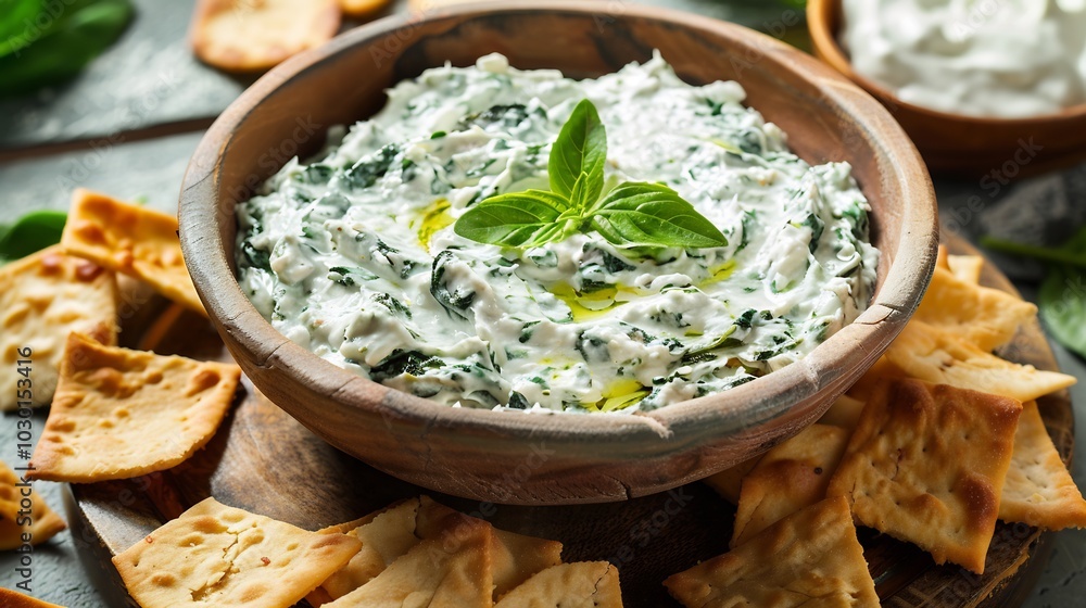 Spinach and Feta Dip with Pita Chips Spinach and Feta Dip with Pita Chips