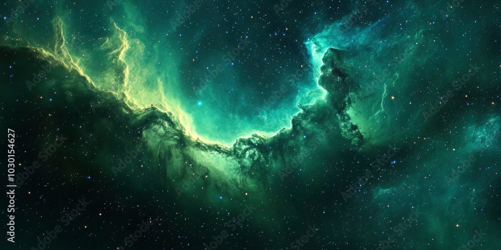 Fototapeta premium Nebula background shimmering green