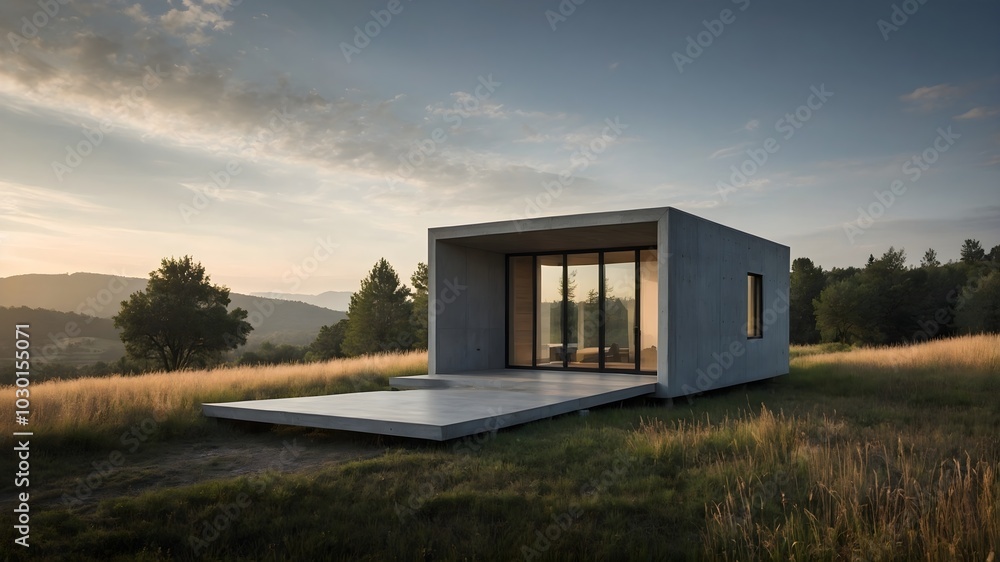 AI-Generated image of Minimalistic Futuristic Modern House in the Nature AI-Generated image of Minimalistic Futuristic Modern House in the Nature