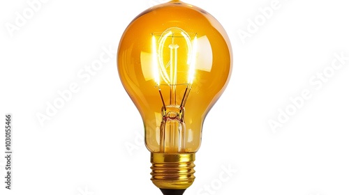 Glowing yellow light bulb isolated on white background. 3d illustration