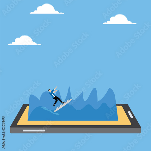 Businessman surfing the internet on mobile phone