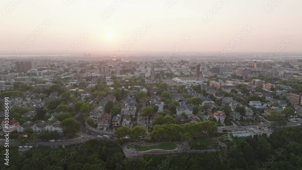 Aerial view of Weehawken, New Jersey at sunset Aerial view of Weehawken, New Jersey at sunset