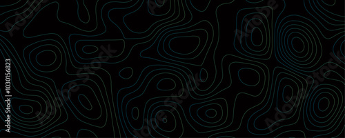 Detailed Dark Topographic Contour Line Pattern with Flowing Organic Shapes Ideal for Use in High-Resolution Vector Background Designs and Templates 