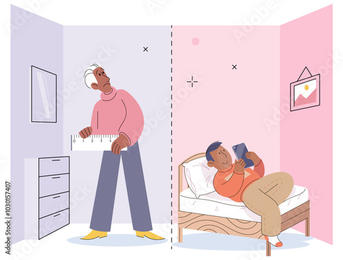 Introvert vector illustration. The mental well being of introverts is often nurtured through solitude and introspection Modest social interactions offer introverts sense of comfort and connection