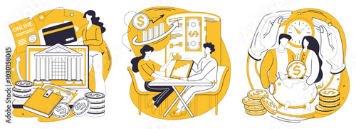 Investment vector illustration. Economic progress is journey embarked upon with compass strategic investment The currency financial success circulates through arteries wise investment