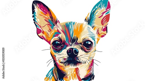 With its creative and modern design, this unique Chihuahua illustration is sure to stand out in any graphic design project or content related to pets photo