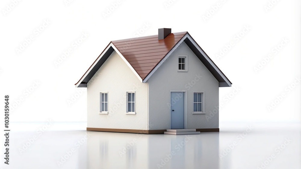 Minimalist isolated house on white background Minimalist isolated house on white background