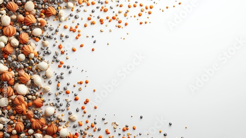 Seeds collection, rightside blank, white backdrop, 3D illustration photo