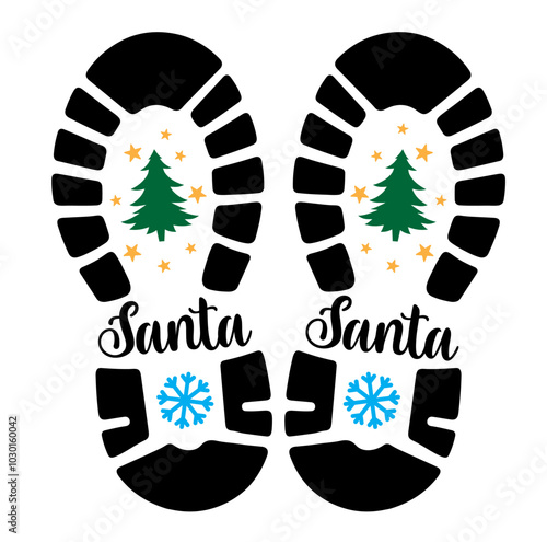 Santa's Foot prints vector illustration 