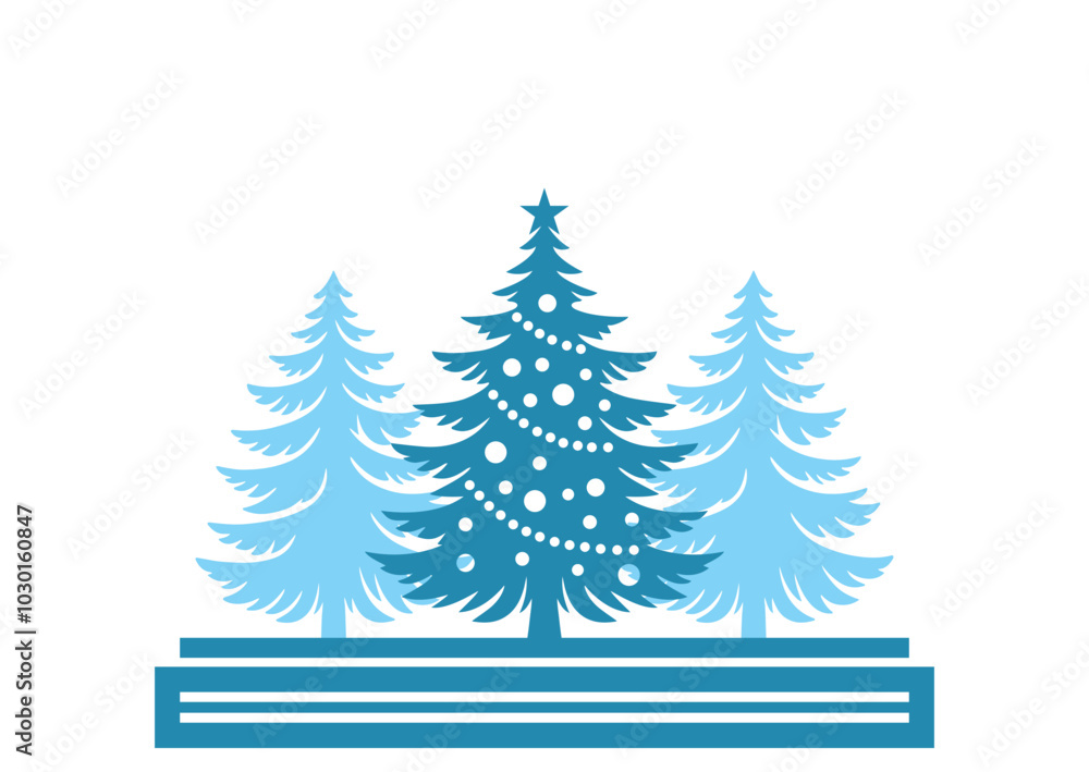 Obraz premium Christmas Scene laser cut template, Winter scene vector illustration 