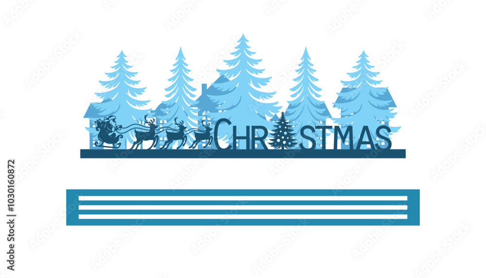 Obraz premium Christmas Scene laser cut template, Winter scene vector illustration 