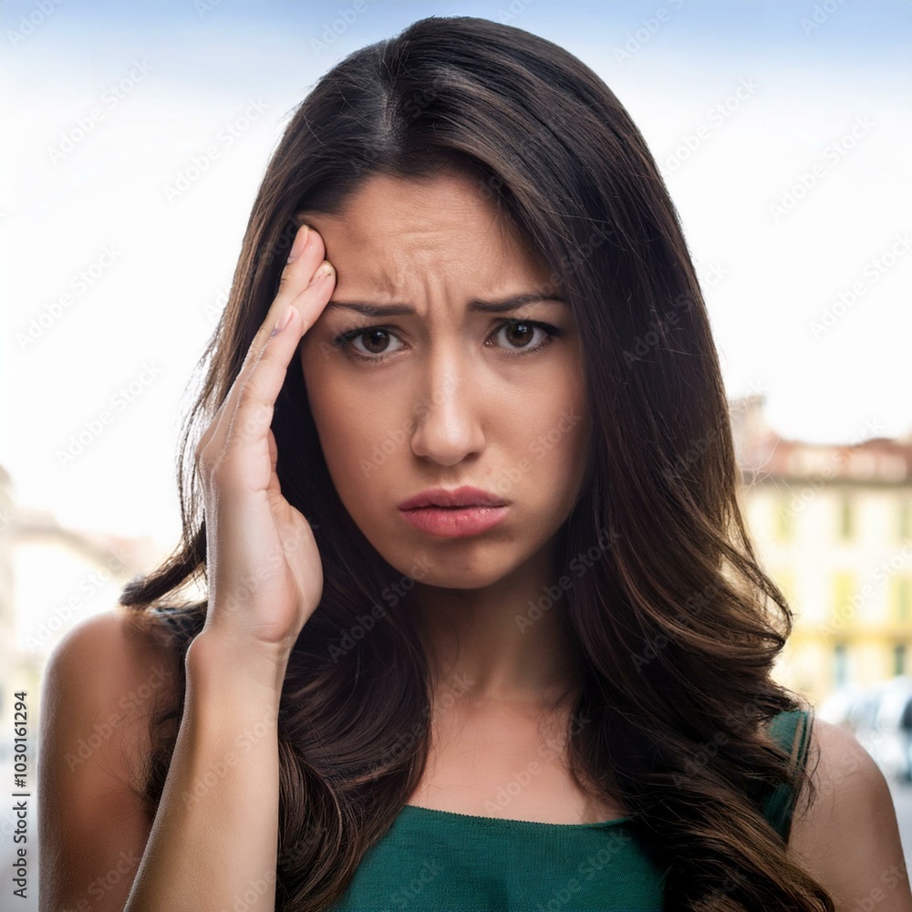 young woman with headache, AI generated young woman with headache, AI generated