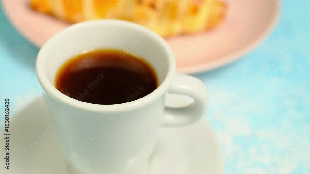 cup of coffee espresso with croissant cup of coffee espresso with croissant