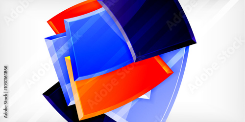 Round 3d shapes, plates background. Creative composition design template