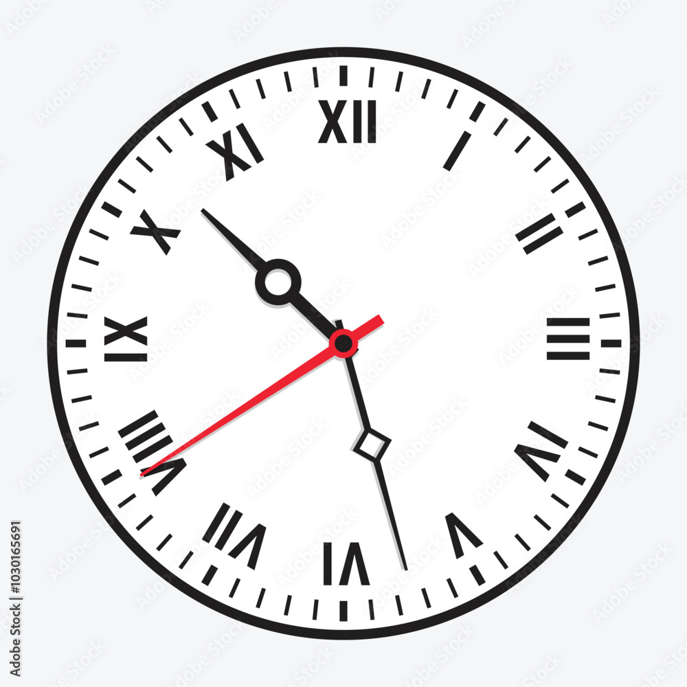 Clock icon. Simple clock with roman numerals. Vector illustration isolated on white background Clock icon. Simple clock with roman numerals. Vector illustration isolated on white background