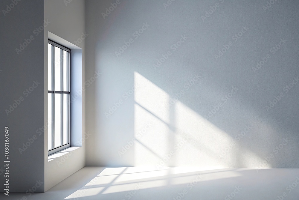 Fototapeta premium Minimalist realistic effect of shadow from window on clean white wall