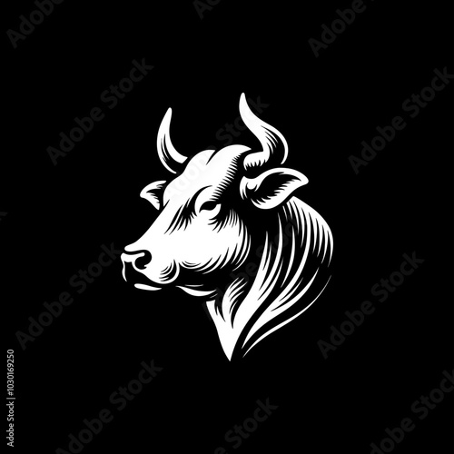cow head vector logo of meat cattle farm ranch	
