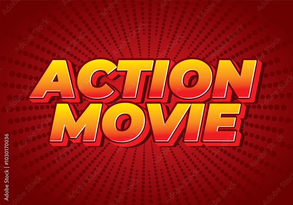 Action movie. Text effect in 3D look with modern colors Action movie. Text effect in 3D look with modern colors